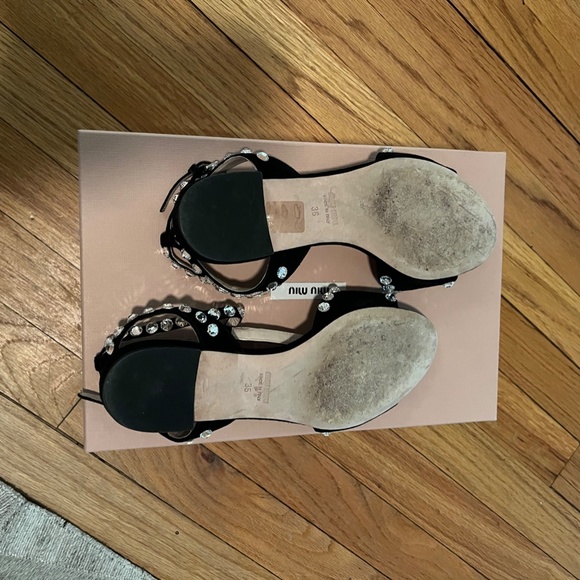COPY - Miu Miu Crystal Embellished Strappy Flat Sandals Size 36 - Picture 7 of 9